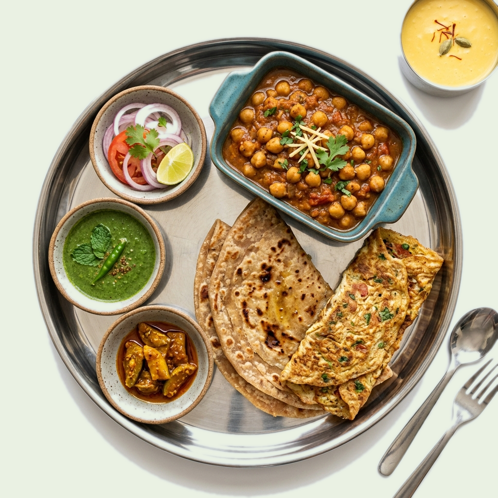 Thali Breakfast With Omelette