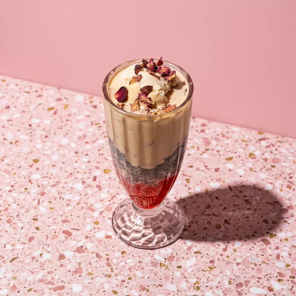 Sip into pure luxury. Hand-crafted Royal Falooda with authentic rabri, vermicelli, basil seeds & pistachios. โจ